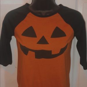 orange and black jack o lantern shirt